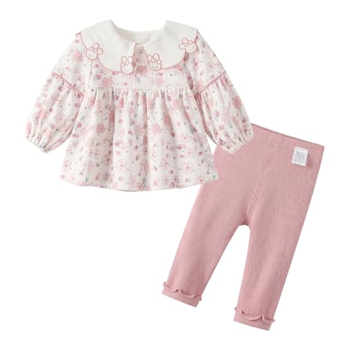 [Reegoo Peter] ベビー服 女の子 外出着 かわいい トップス パンツ 子供服 ピンク 100 24-36ヶ月の画像