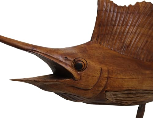 Estatua de Madera Hecha a Mano de Pez Deportivo miniatura 3