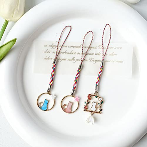 Luozzy 4Pcs Cat Phone Charm Cartoon Flowers Cell Phone Charm Creative Gifts Adorable Kitten Hanging Pendants Decor #TOP2