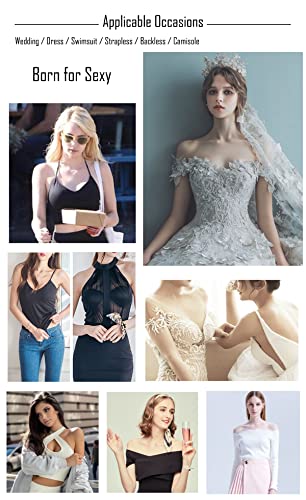 Vfanxi Adhesive Bra, Sticky Silicone Invisible Push Up Strapless Bra Reusable Pasties Nipple Covers Christmas Eve, Beige, D #TOP4