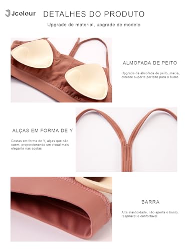 J COLOUR Top Academia Feminina Esportivo Feminino Sem Bojo e Sem Costura, Sutiãs Esportivos Modelage