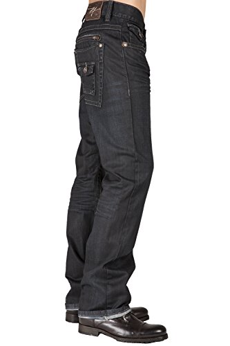 Level 7 Men's Relaxed Straight Leg Premium Denim Jeans Dark Vintage Hand Sanding3