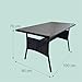Relaxdays Gartentisch, HxBxT: 70 x 100 x 60 cm, wetterfest, Polyrattan, Glasplatte, Esstisch Garten & Balkon, schwarz