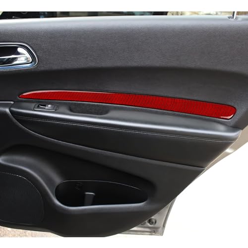 Image of Car 4 Doors Strips Panel Decals for 2011-2026 Dodge Durango Accessories Carbon Fiber Stickers, Red