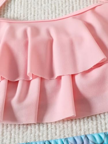 Image of Generic Chic Summer Fun: Baby Girls' 3pc Swimwear Set - Ruffle Halter Top, Mermaid Shorts & Headband, Durable & Stylish. 3-4 yr, Pink