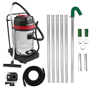 Gutter Cleaning 80L Wet & Dry Hoover 24ft Vacuum Pole Kit 1.2m - 7.2m Long Reach 5m Hose 4K Camera Real Time Inspection 4x Zoom Wide Angle 3000W Triple Motor Accessories Nozzles Carry Bag Included