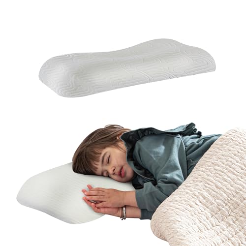 Image of The White Willow Kids Bed Pillow - Soft Contour Memory Foam Pillow for Sleeping, Ideal for Children 2 to 8 Years, Small Toddler Pillow for Boys & Girls with Cream Pillow Cover - Classic White