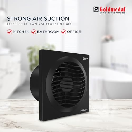 Image of Goldmedal Environ 150mm Energy Efficient 5-Watt BLDC Motor Exhaust Fan |CRNO Stamping |Easy Installation |Powerful Exhaust |High Speed |Detachable Front Grill - Black (Pack of 1) | High Speed ,Powerful Motor |2300RPM | Noiseless Ventilation | Detachable Front Grill | - Black