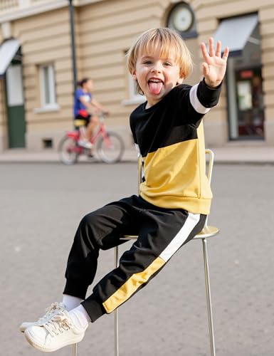 Image of Toddler Boy Clothes Long Sleeve Hoodie Sweatsuits Tops and Pants 2Pcs Boys Fall Winter Outfits Set