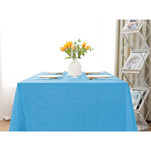 Jevix Rectangle Sequin Tablecloth 50X80 Inch Glitter Table Linen For Birthday Party Wedding Baby Shower Table Holiday Banquet Decoration,Lakeblue #TOP6