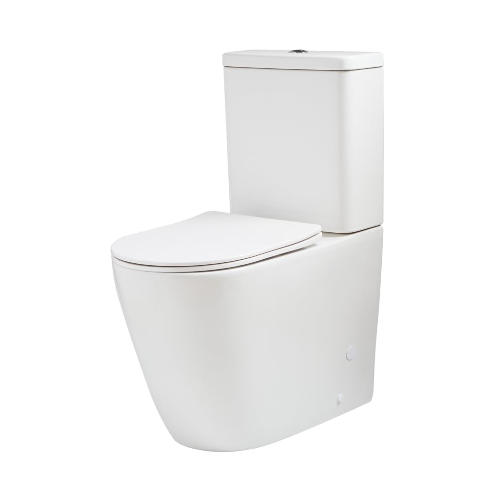 Milano White Brunswick Ceramic Close Coupled Toilet Wc Soft Close Seat Flush Button