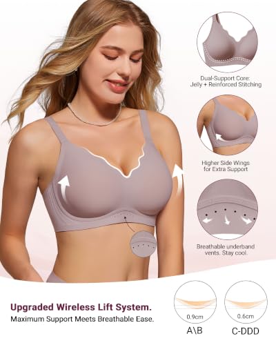 Image of As Fairy Wireless Bras for Women Jelly Push Up Scalloped T-Shirt Bra