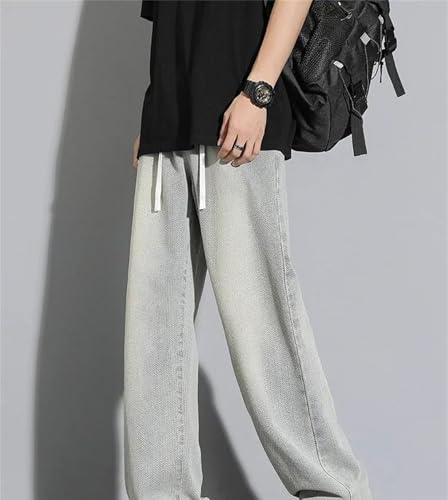 Mens Jeans Casual Long Classic Straight Denim Wide-Leg Pants Solid Colors Comfortable Trousers4