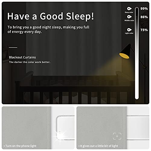Image of Easy-Going Blackout Curtains for Bedroom, Solid Thermal Insulated Grommet and Noise Reduction Window Drapes, Room Darkening Curtains for Living Room, 2 Panels(42x63 in, Light Gray)