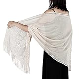 Chales y envolturas de encaje para mujer con flecos por Ladiery, dama de honor, fiesta de graduación, vestidos de noche de boda, beige., Talla única