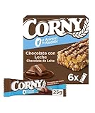 Corny Barritas de Cereales 0% Azúcares Añadidos de Chocolate con Leche, Pack de 6 x 20 gr