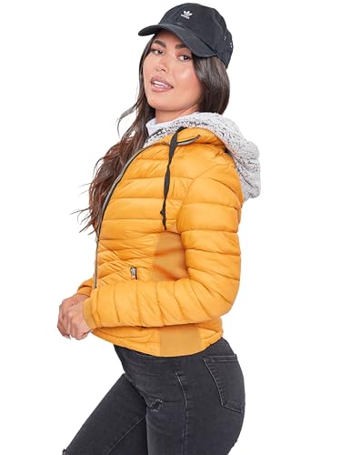 YMI Women's Junior Full Length Puffer Jacket with Detachable Sherpa Hood2