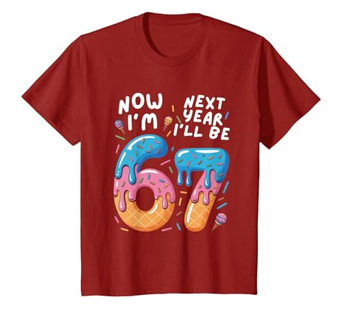 6 Year Old Birthday 67 Trend Now I'm 6 Next Year I'll be 7 T-Shirt, Youth, Cranberry Red, X-Small
