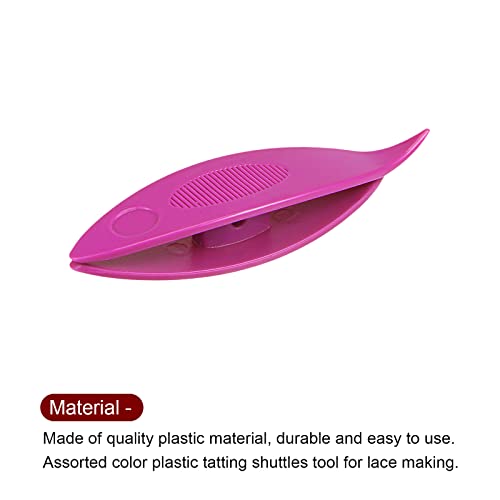 Image of HARFINGTON 2pcs Tatting Shuttles 63x17x10mm Colorful Plastic Shuttles for Lace-Making DIY Hand Craft Tool Knitting Arts Supplies, Rose Red