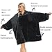 Kipswiza Blanket Hoodie - Wearable Blankets Oversized Soft Cozy Flannel Sweatshirt Blanket with Sleeves and Giant Pockets for Adult Women Men Family Friends Black