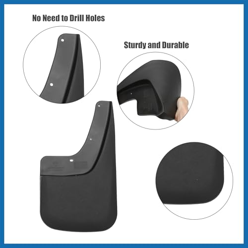 Image of Mud Flaps Splash Guard No-Drill Mudguards Wheels Protection Set Fit for GMC Sierra 1500 with Hardware - Pack of 16 Black Item Replacement