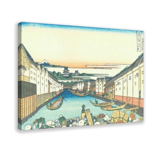 Hokusai Pont de Nihonbashi sur toile premium, estampe Ukiyo-e aux finitions d'art