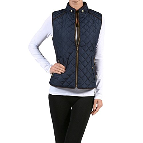 Trends SNJ Women's Lightweight Quilted Padding Zip Up Jacket Vest (S - 3XL)