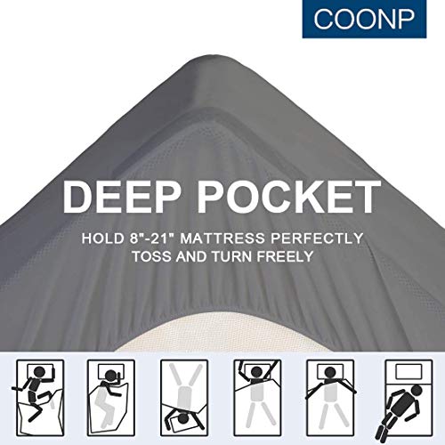 Coonp Mattress Topper, Extra Thick Mattress Pad Cover, Cooling Pillowtop With 8-21 Inch Deep Pocket 3D Snow Down Alternative Fill(Olympic Queen, Grey) #TOP3