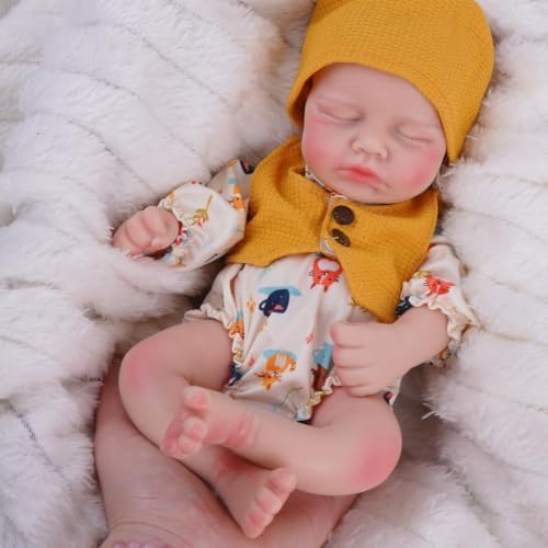 Reborn Baby Dolls that Lifelike -12 inch Full Body Silicone Sleeping Baby Girl Handmade Face Realistic Body Details for Children Gift