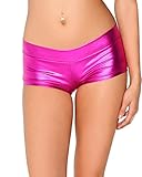 iHeartRaves Metallic Rave Booty Dance Shorts (Small, Fuchsial)