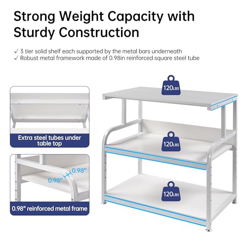 Image of Fannova 32.3 inchx18.9 inchx32.1 inch Extra Large White Printer Stand with Storage