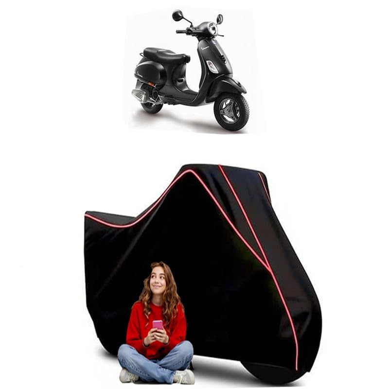 Image of Notte Scooty Bike Cover Water Resistant Outdoor Use Universal Fit Scooters Motorcycles Heavy Duty UV Protection Dust Rain Scratch Resistant Elastic Bottom Black Blue Piping