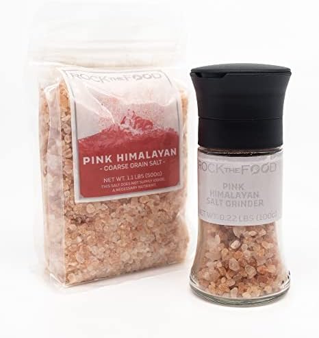 Rock The Food | Pink Himalayan Coarse Salt for Grinder Refill 1.10 LB bag | Free Grinder!