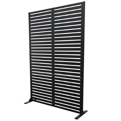 SnugNiture “Metal Privacy Screen”, 72" H × 47" W Weather Resistant Outdoor Privacy Panels for Balconies, Patios & Pools (Black Louvered)