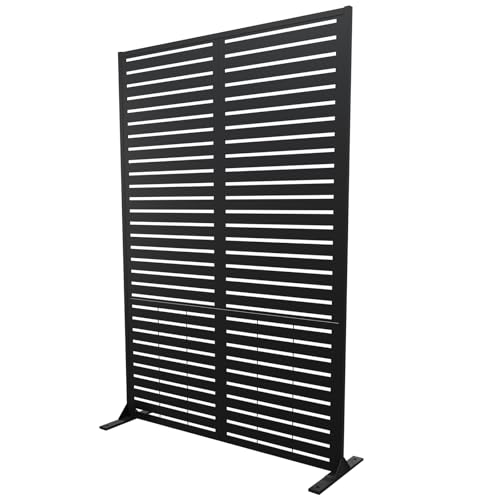 SnugNiture Metal Privacy Screen 72 H 47 W Weather Resistant Outdoor Privacy Panels for Balconies Patios & Pools (Black Louvered)