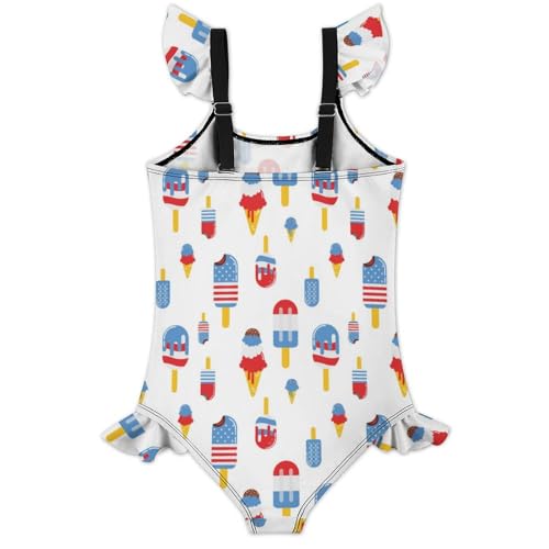 Image of Girls One Piece Swimsuit Lovely Cute Animals Ruffles Swimwear Bathing Suits 3-12 Years