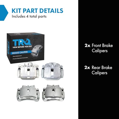 Image of TRQ Front and Rear Brake Caliper Set Zinc Coated Brackets Compatible with 2000-2002 Cadillac DeVille