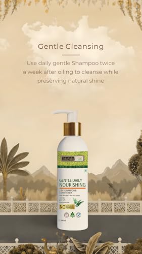 Indus Valley Organic Gentle Daily Nourishing 2-in-1 Shampoo and Conditioner for Dry Scalp, Stimulates Hair Growth, Deep Nourished Shiny Hairs Shampoo (200 ml, Pack of 1)