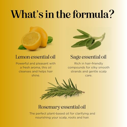 Lemon Sage Shampoo for Oily Hair - Sulfate Free Clarifying Shampoo for Build Up with Lemon Sage Keratin and Tea Tree Oil for Hair and Scalp Care - Deep Cleansing Rosemary Shampoo for Men and Women