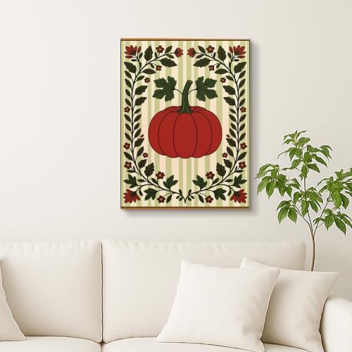 Lienzo decorativo de calabazas otoñales de 16x20 pulgadas para pared 3