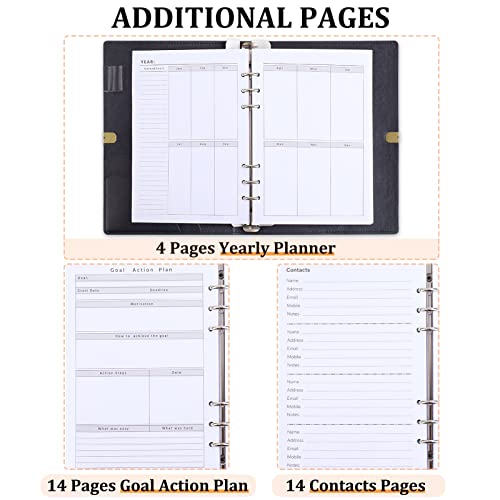 Daily Planner Undated, A5 Planner Weekly And Monthly To Do List Notepad Pu Leather Appointment Book Cute Work Planner Binder With 24Pcs Gift Stickers Habit Tracker #TOP4