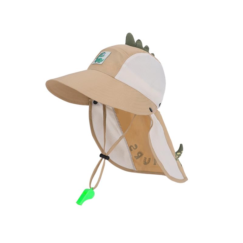 Image of SNOWIE SOFT Wide Brim Sun Hat for Kids Girls with Neck Flap Shawl, UPF 50+ Adjustable Chin Strap Sun Protection Hat for Girls 2-10 Years Old, Summer Breathable Sun Visor Hat Windproof Beach Hat