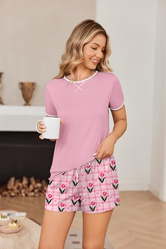Image of Ekouaer Women Pajama Set Casual Short Set