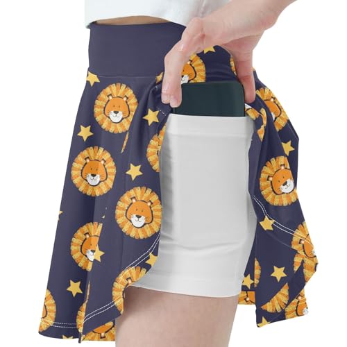 Girls Skorts High Waist Athletic Skirts with Shorts Lion Star Stretchy Teens Performance Tennis2