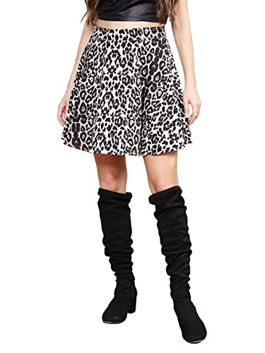 Image of Sera Women's Floral Print Black Viscose Rayon A-Line Casual Mini Skirt