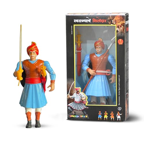 Image of Swarajyache Shiledar - The True Super Hero - 6 Inch Tall Action Figure with Accessories (Subhedar - Old, Blue)