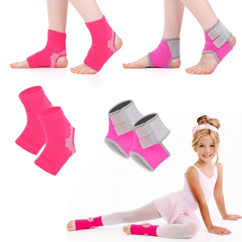 Image of Tarpop 2 Pairs Kids Ankle Brace Set Foot Ankle Support Kids Ankles Sleeve Compression Socks Knitted Fitness Stabilizer Wrap Protector Knitted Child Sleeve Support for Injury Prevention Jogging Running