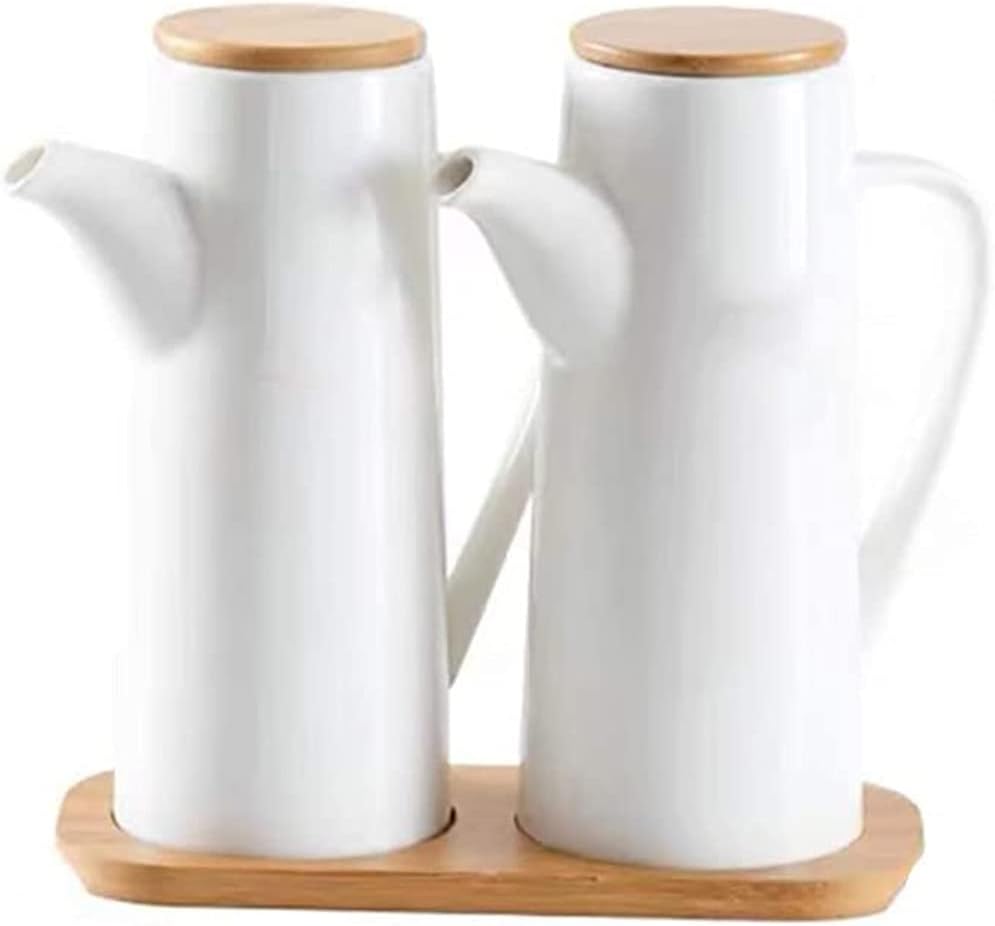 Ceramics Dispenser Bottle Olive Oil/Soy Sauce/Vinegar Cruet Liquid Condiment Dispenser for Kitchen Cooking 470ml