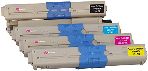 Pack 4 Compatibles Toner Laser pour Oki C310dn C330dn C510dn C511dn C530dn C531dn MC351 MC361 MC361dn MC362dn MC561 MC561dn MC562dn MC562dnw MC562w | Noir: 3500 Pages & Cyan/Magenta/Jaune: 2000 Pages