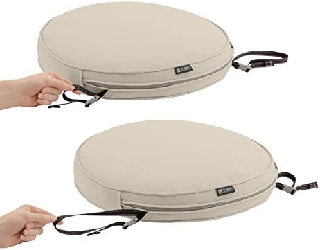 Classic Accessories 60-008-010301-RT Montlake Patio Seat Cushion Slip Cover, Antique Beige, 15" Diameter x 2" Thick — view 4